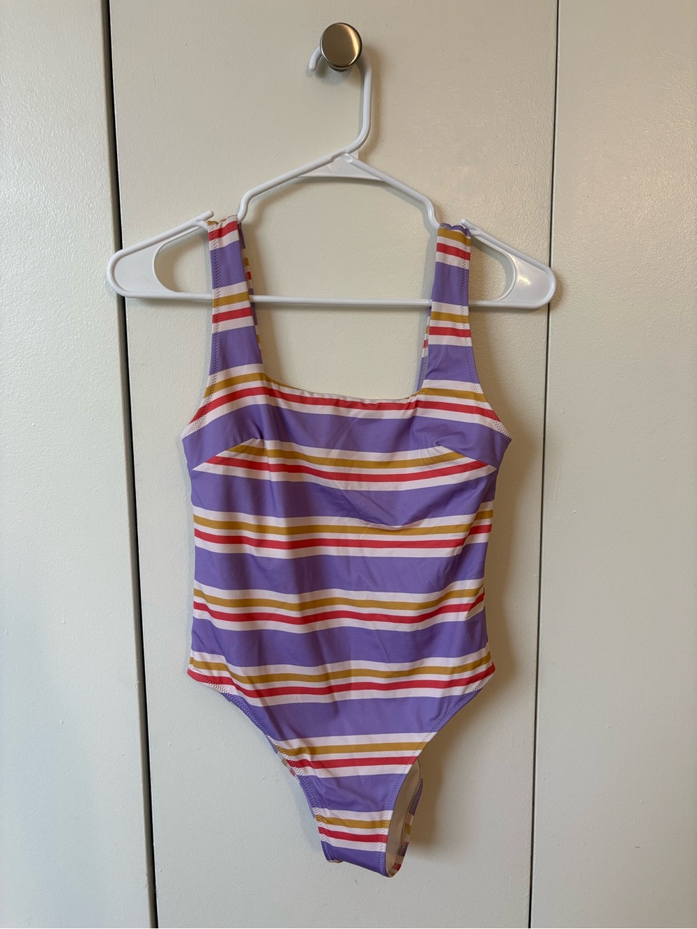 NEW Sézane Purple Striped One-Piece Swimsuit